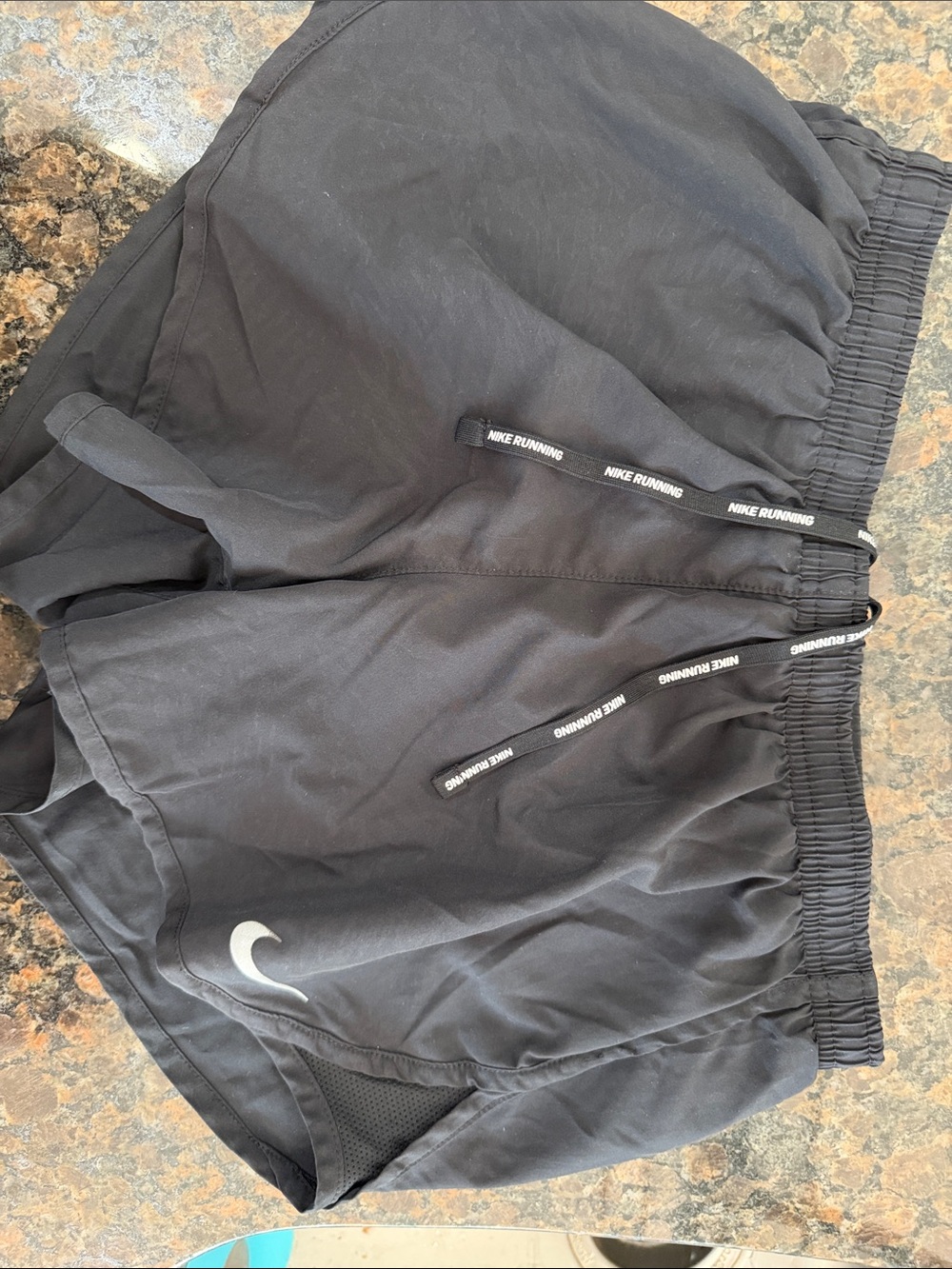 Nike Black Athletic Running Shorts with White Swoosh
